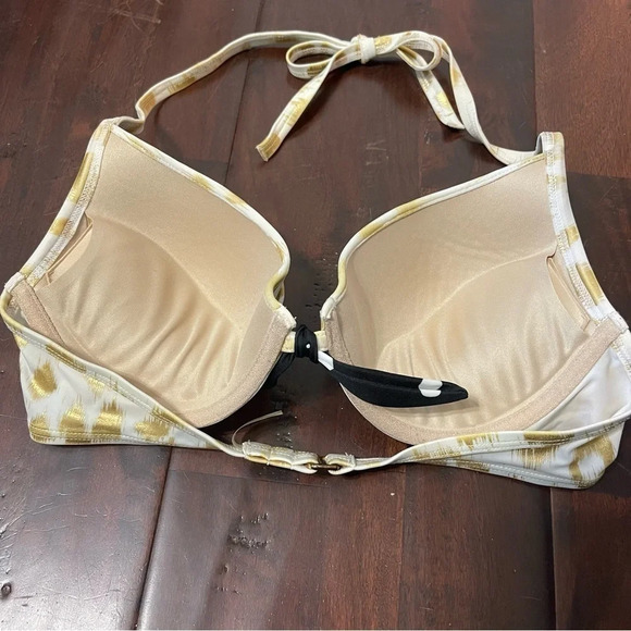 Victoria’s Secret Gold Leopard Push Up Bikini Top 34B Swim Cheetah - Picture 3 of 4